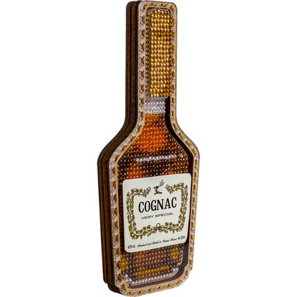 DIY Bead embroidery kit on wood "Cognac bottle" Fridge magnet