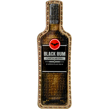 DIY Bead embroidery kit on wood "Black rum bottle" Fridge magnet