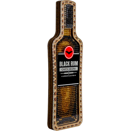 DIY Bead embroidery kit on wood "Black rum bottle" Fridge magnet