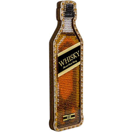 DIY Bead embroidery kit on wood "Whisky bottle" Fridge magnet