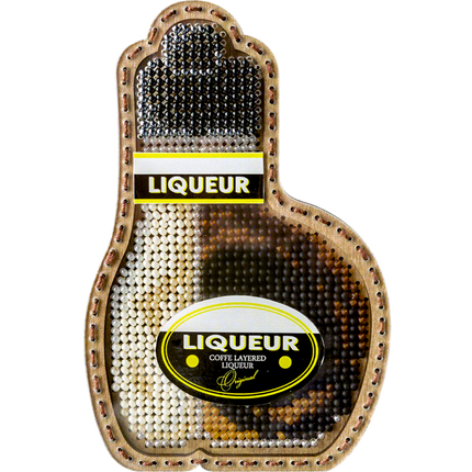 DIY Bead embroidery kit on wood "Liqueur bottle" Fridge magnet
