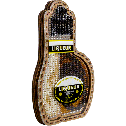 DIY Bead embroidery kit on wood "Liqueur bottle" Fridge magnet