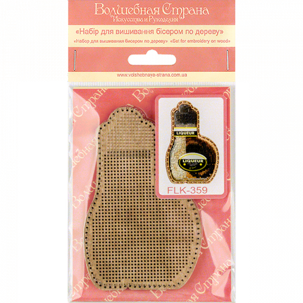 DIY Bead embroidery kit on wood "Liqueur bottle" Fridge magnet