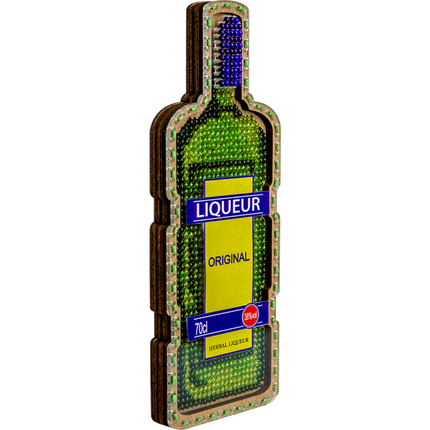 DIY Bead embroidery kit on wood "Liqueur bottle" Fridge magnet