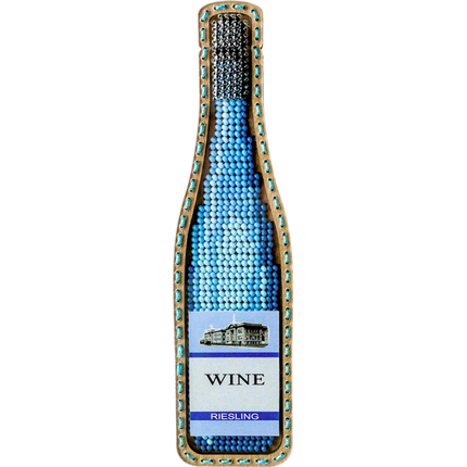 DIY Bead embroidery kit on wood "Wine bottle" Fridge magnet