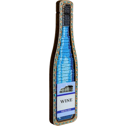 DIY Bead embroidery kit on wood "Wine bottle" Fridge magnet