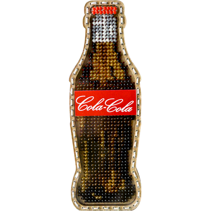 DIY Bead embroidery kit on wood "Cola bottle" Fridge magnet