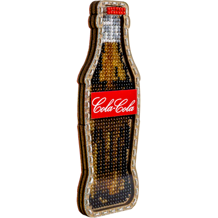 DIY Bead embroidery kit on wood "Cola bottle" Fridge magnet