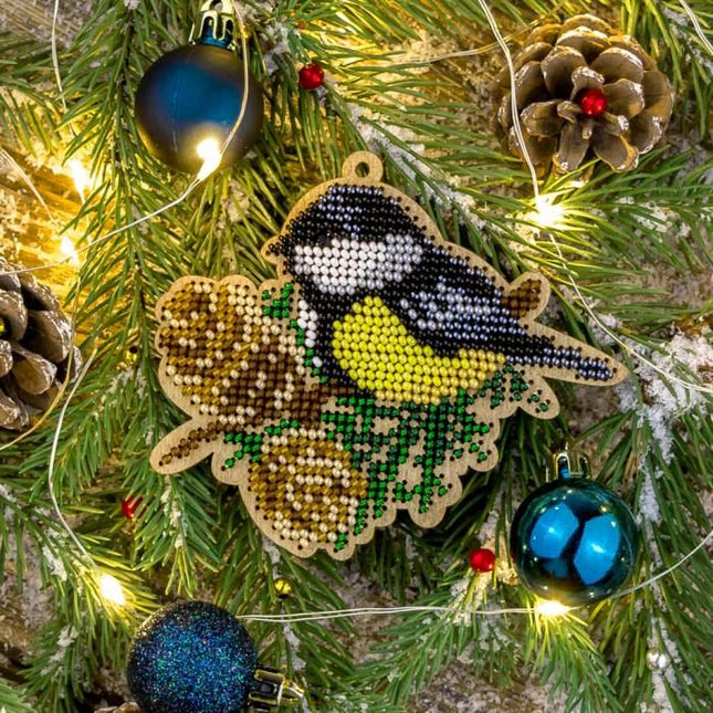 DIY Christmas tree toy kit "Tit on a branch with cones"