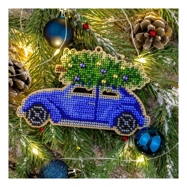 DIY Christmas tree toy kit "Blue car with Christmas tree"