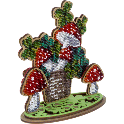 DIY Bead embroidery kit on wood "Mushrooms"