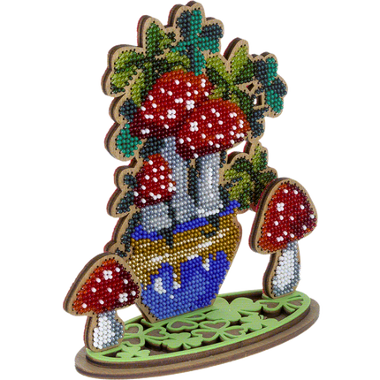 DIY Bead embroidery kit on wood "Mushrooms"