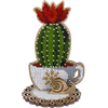 DIY Bead embroidery kit on wood "Blooming cactus"