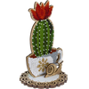 DIY Bead embroidery kit on wood "Blooming cactus"