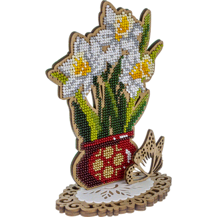 DIY Bead embroidery kit on wood "Daffodils"