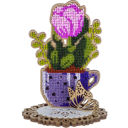 DIY Bead embroidery kit on wood "Tulip"