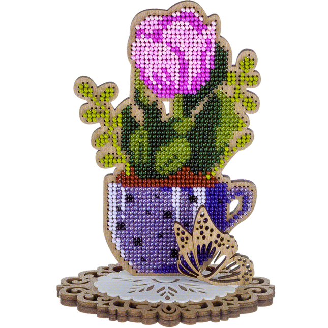 DIY Bead embroidery kit on wood "Tulip"