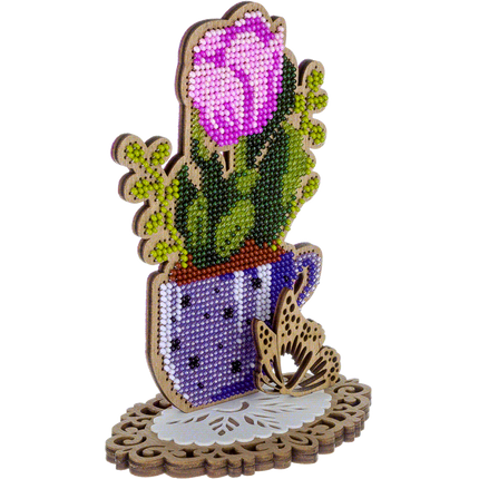 DIY Bead embroidery kit on wood "Tulip"