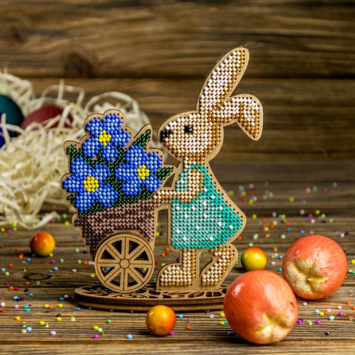 Bead embroidery kit with a plastic base Easter eggs needlework kit