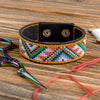 Cross-stitch kits on leather "Ethnic ornament" DIY Bracelet embroidery kit