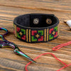 Cross-stitch kits on leather "Ethnic ornament" DIY Bracelet embroidery kit