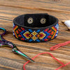 Cross-stitch kits on leather "Ethnic ornament" DIY Bracelet embroidery kit