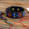 Cross-stitch kits on leather "Ethnic ornament" DIY Bracelet embroidery kit