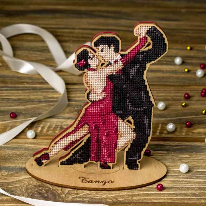 DIY Cross Stitch on Wood Kit "Tango"