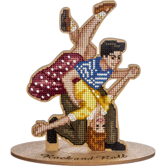 DIY Cross Stitch on Wood Kit "Rock and Roll"