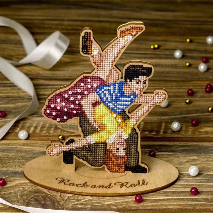 DIY Cross Stitch on Wood Kit "Rock and Roll"