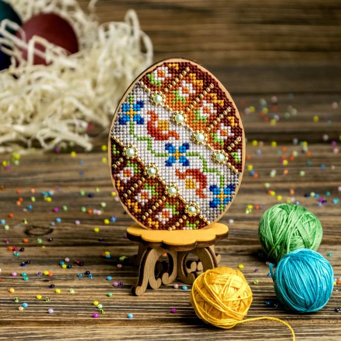 DIY Cross Stitch on Wood Kit, Easter Egg Stand Kit