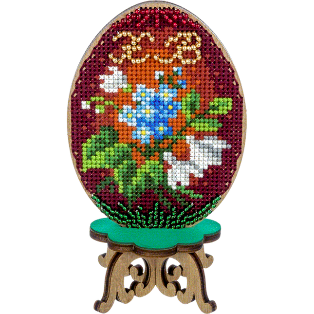 DIY Cross Stitch on Wood Kit, Easter Egg Stand Kit