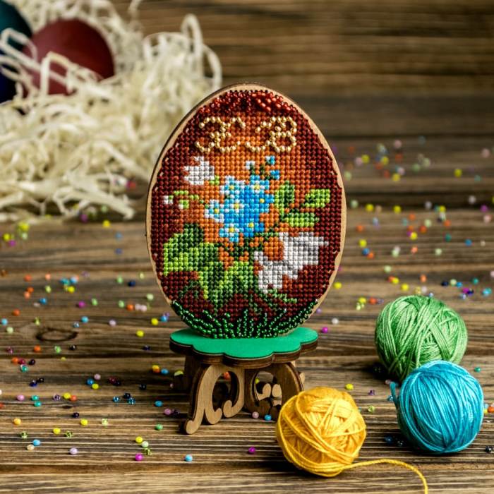 DIY Cross Stitch on Wood Kit, Easter Egg Stand Kit