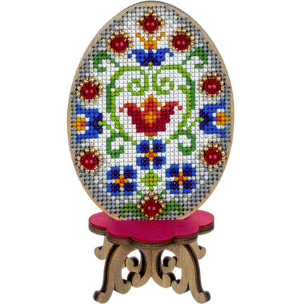 DIY Cross Stitch on Wood Kit, Easter Egg Stand Kit