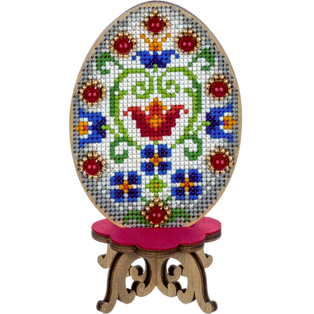 DIY Cross Stitch on Wood Kit, Easter Egg Stand Kit
