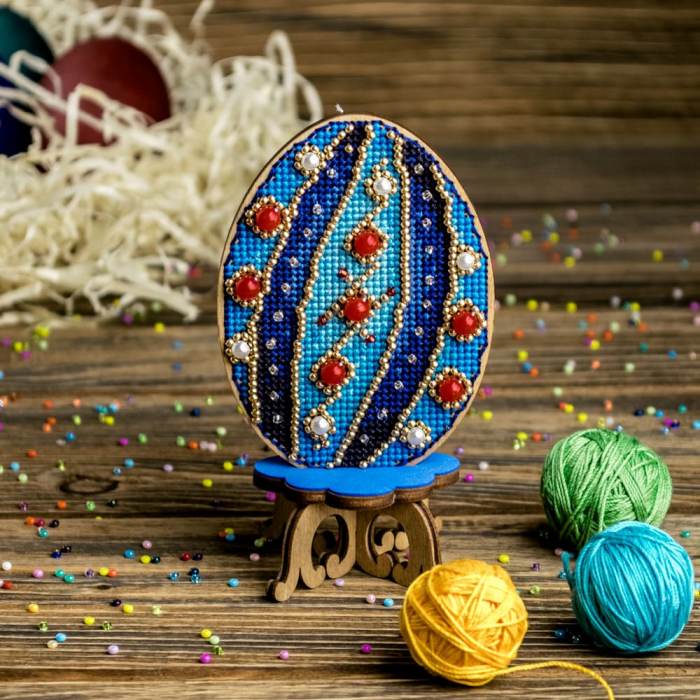 DIY Cross Stitch on Wood Kit, Easter Egg Stand Kit