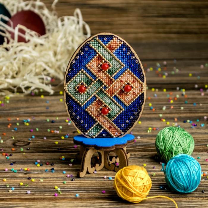 DIY Cross Stitch on Wood Kit, Easter Egg Stand Kit