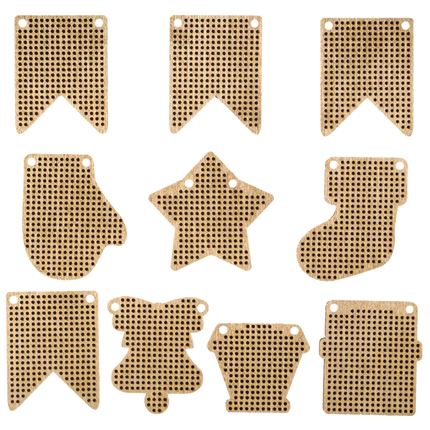 Set of blanks for embroidery on wood "New Year Garland"