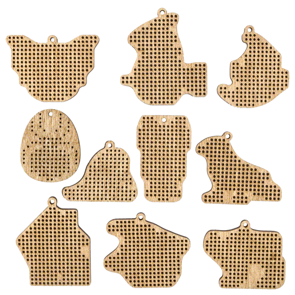 Set of blanks for embroidery on wood 