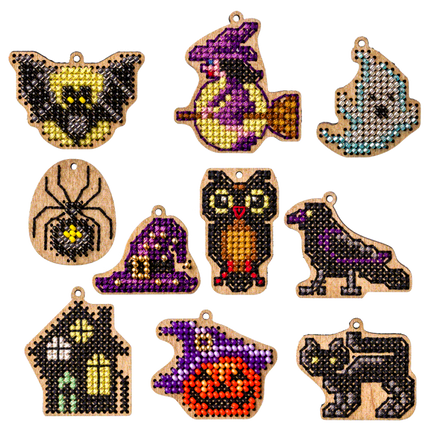 Set of blanks for embroidery on wood "Halloween"