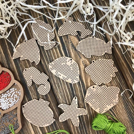 Set of blanks for embroidery on wood "Underwater World"