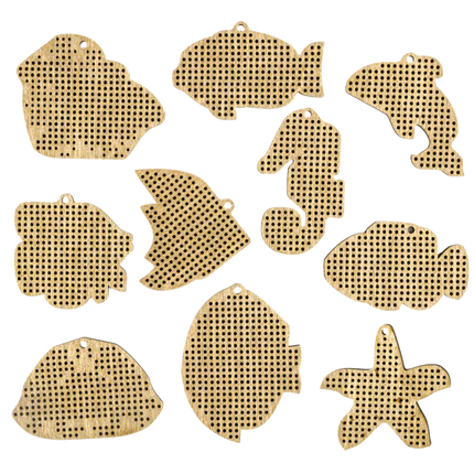 Set of blanks for embroidery on wood "Underwater World"