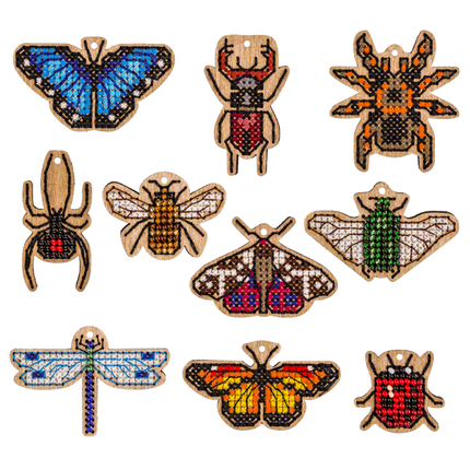 Set of blanks for embroidery on wood "Insects"