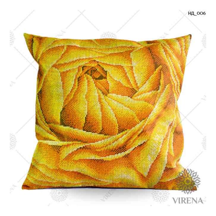 DIY Bead embroidery cushion cover kit "Yellow rose"