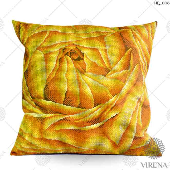DIY Bead embroidery cushion cover kit "Yellow rose"