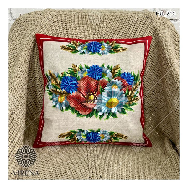 DIY Bead embroidery cushion cover kit "Wildflowers"