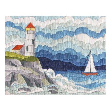 Satin stitch kit "North lighthouse" Long Stitch Kit, Embroidery kit, Stem stitch