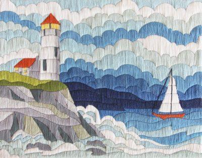 Satin stitch kit "North lighthouse" Long Stitch Kit, Embroidery kit, Stem stitch
