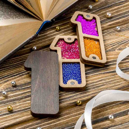 Wood bead organizer with lid "Number"