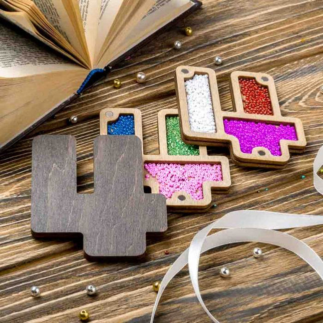 Wood bead organizer with lid "Number"
